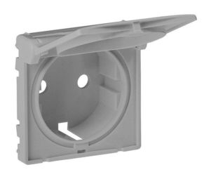 Накладка на розетку VALENA LIFE, с заземлением, с крышкой, алюминий